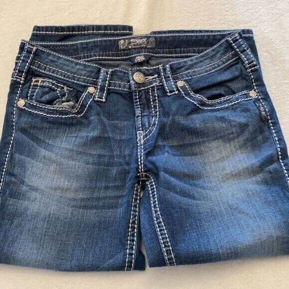 Silver Jeans Womens 28 Blue Aiko Crop Straight Denim Stretch Western - Picture 4 of 9